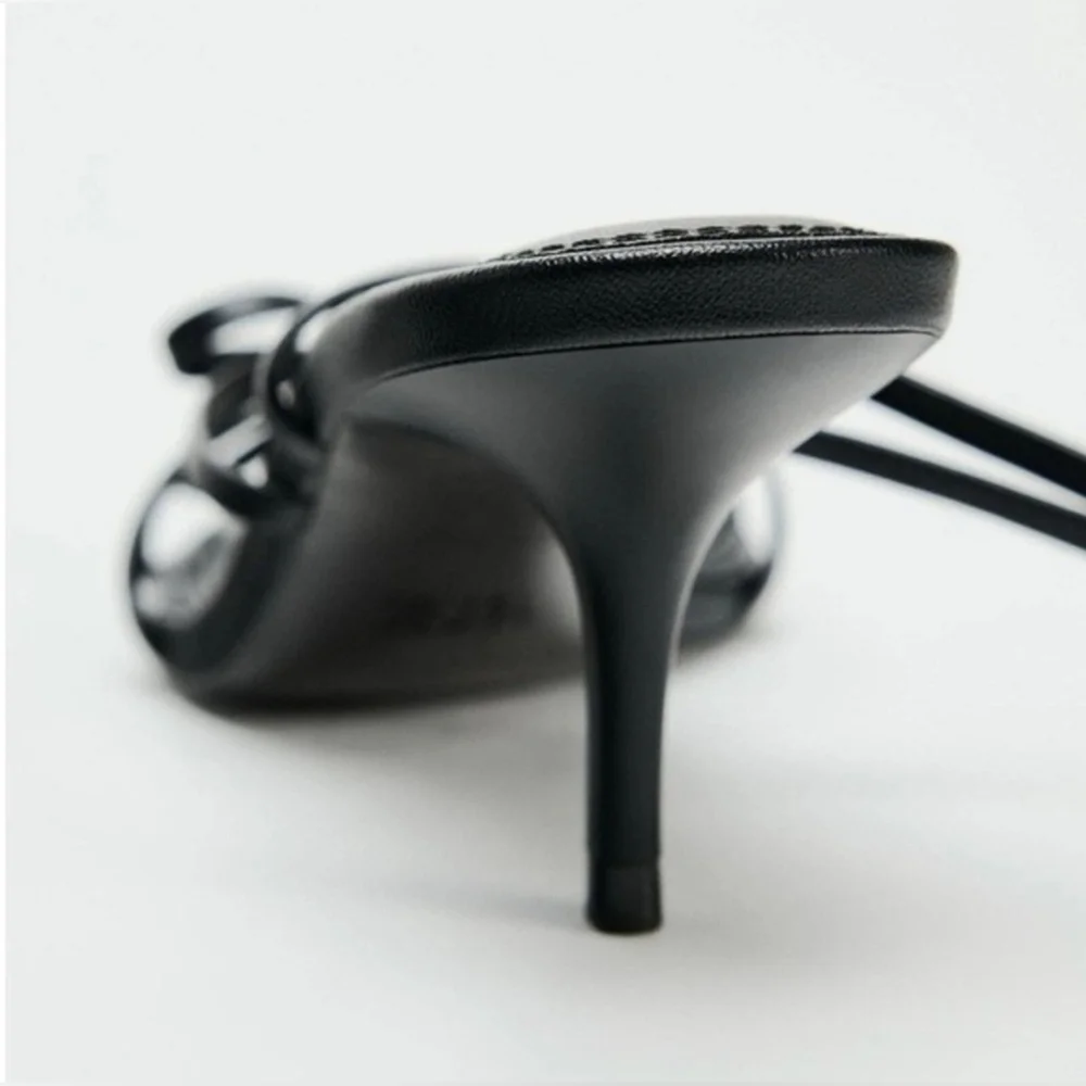 Zara Tied Heeled Sandals - Picture 6 of 8
